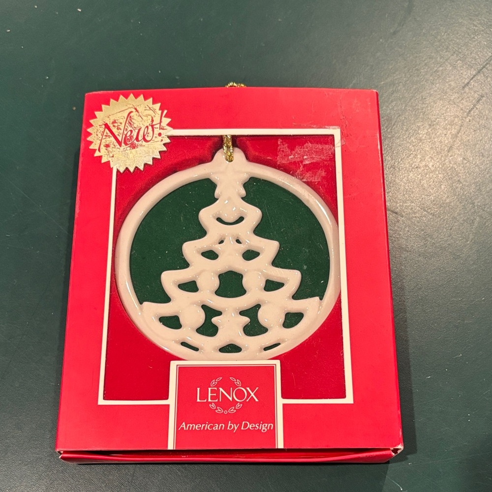 Lenox Cream and Green Christmas Tree Ornament
